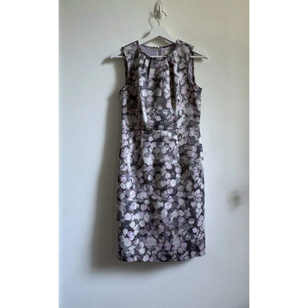 Ann Taylor Loft Purple Gray Spotted Sleeveless Sheath Dress Size 2 XS Cocktail